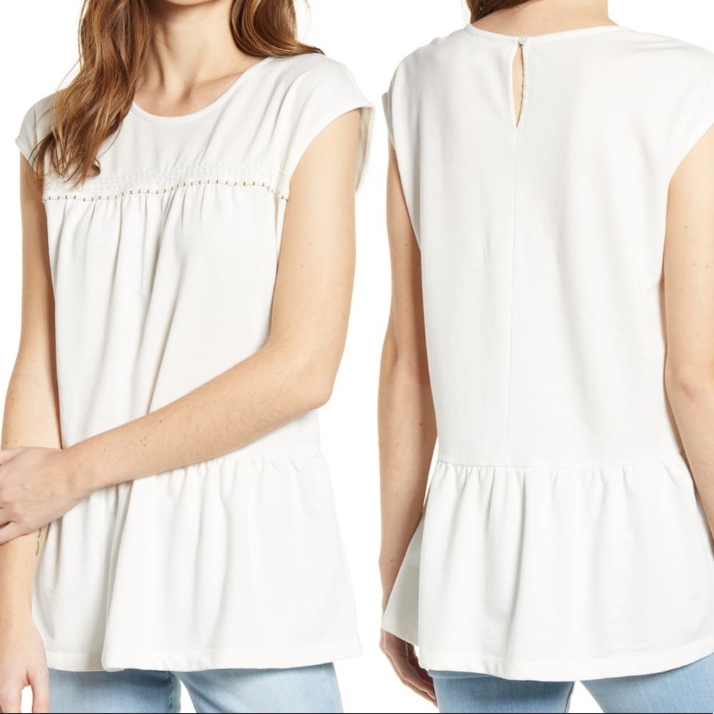 NWT Caslon cap sleeve peplum top Small